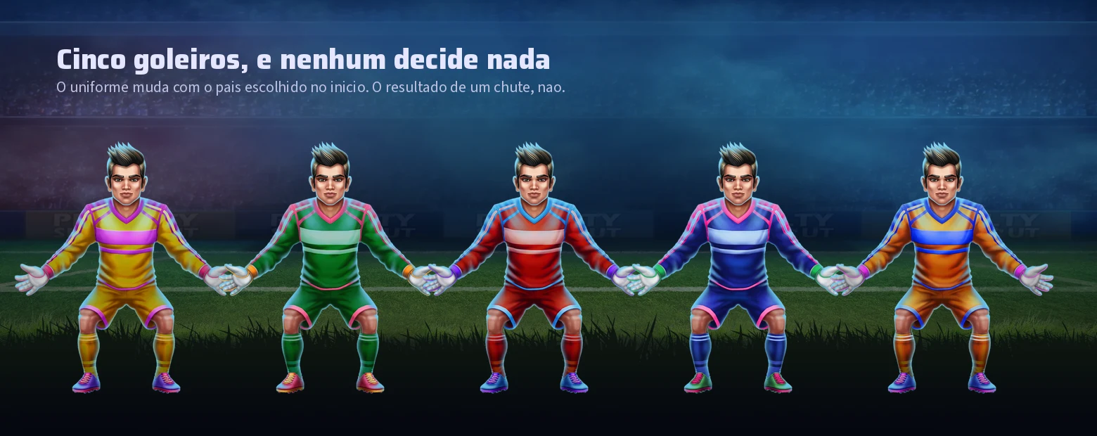 Os cinco goleiros com camisas diferentes que aparecem no jogo